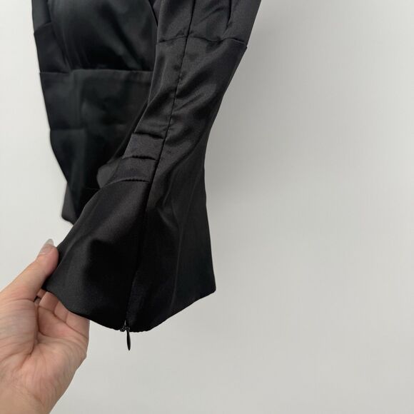 JS Boutique Black Satin Tank Top Formal Size Large Y2k Style Rosette - Picture 4 of 9
